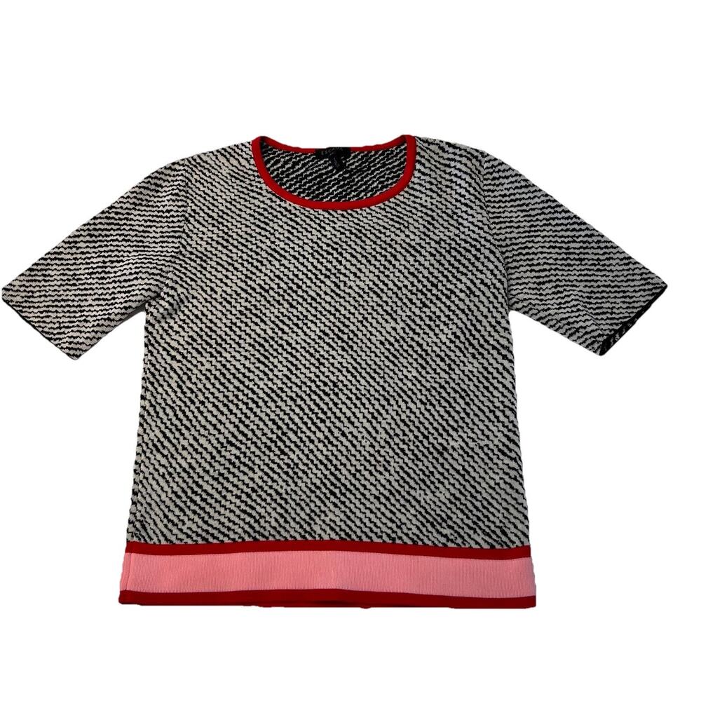 Escada Short Sleeve Zig Zag Print Sweater XS